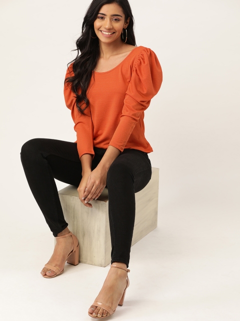 

DressBerry Women Rust Orange Solid Top