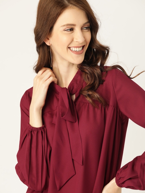 

DressBerry Women Burgundy Solid Top