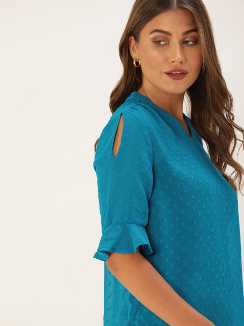 

DressBerry Women Blue Self Design Top