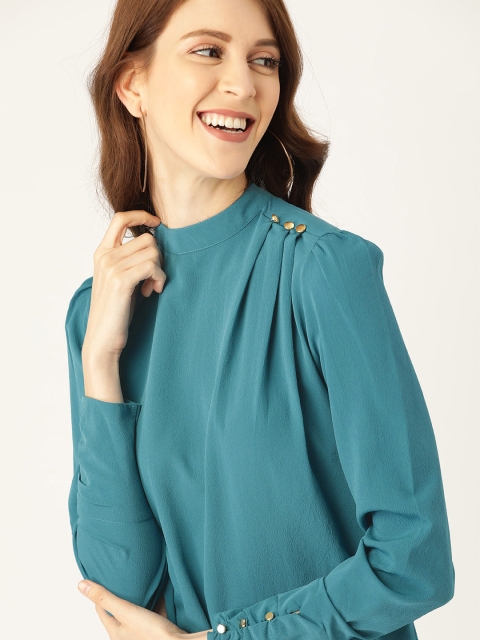 

DressBerry Women Teal Blue Solid Top