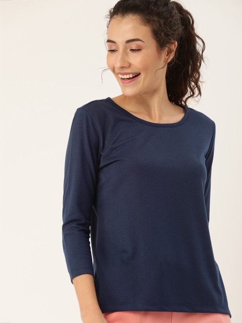 

DressBerry Women Navy Blue Solid Round Neck T-shirt