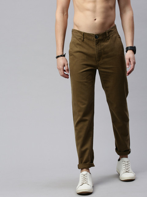 

Roadster Men Brown Slim Fit Solid Chinos