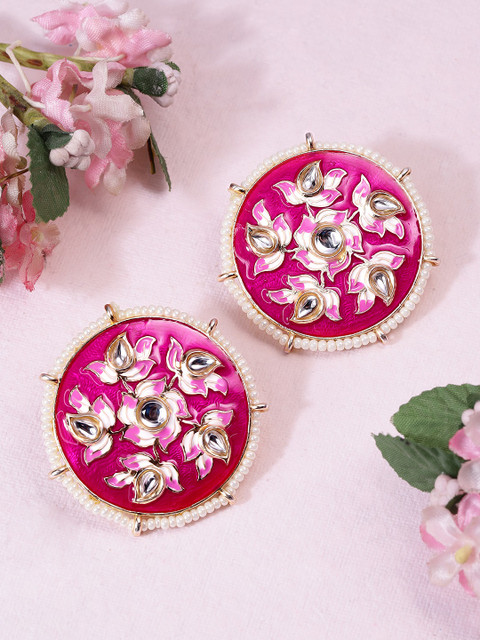 

Rubans Pink Gold Plated Handcrafted Circular Studs