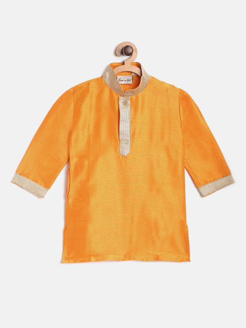 

BownBee Boys Mustard Yellow Solid Straight Kurta