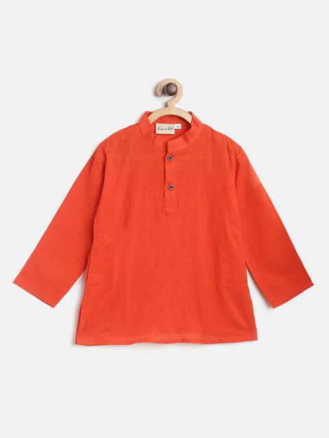 

BownBee Boys Orange Solid Straight Kurta