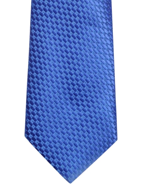

Louis Philippe Men Blue Geometric Woven Design Silk Broad Tie