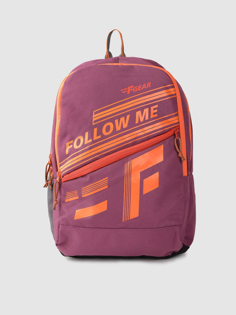 

F Gear Unisex Purple Brand Logo Print Backpack
