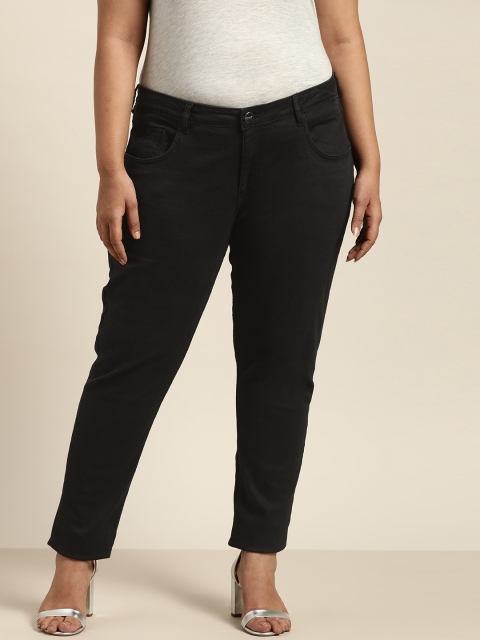 Sztori Plus Size Women Black Skinny Fit Mid-Rise Clean Look Stretchable Jeans