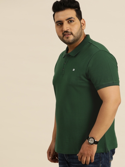

Sztori Men Green Solid Plus Size Polo Collar T-shirt