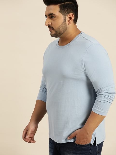 

Sztori Men Blue Solid Round Neck T-shirt