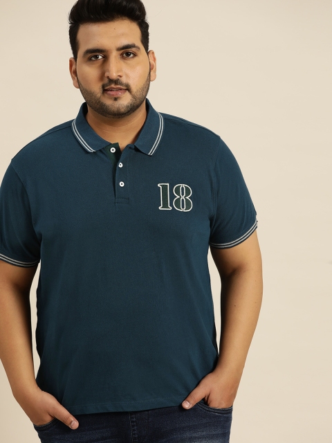 

Sztori Men Navy Blue Solid Polo Collar Pure Cotton T-shirt