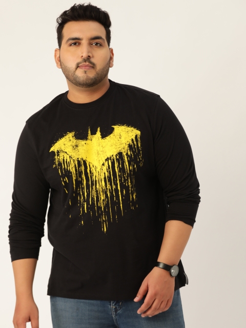 

Sztori Men Black & Yellow Bat Printed Round Neck T-shirt