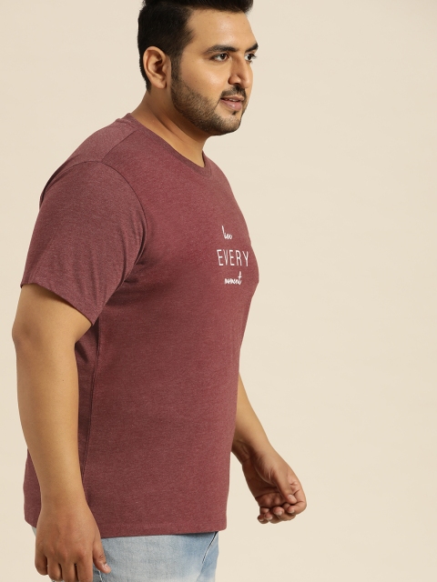

Sztori Men Maroon Printed Plus Size Round Neck T-shirt