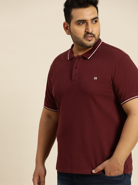 

Sztori Men Burgundy Solid Polo Collar T-shirt
