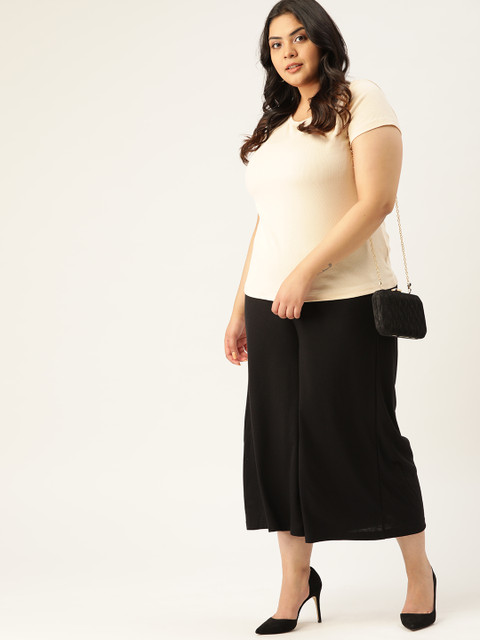 

Sztori Women Plus Size Black Solid Regular Fit Culottes