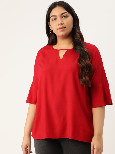 

Sztori Women Red Solid Plus Size Top