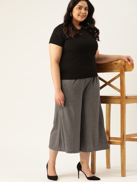 

Sztori Women Plus Size Charcoal Grey Solid Regular Fit Culottes