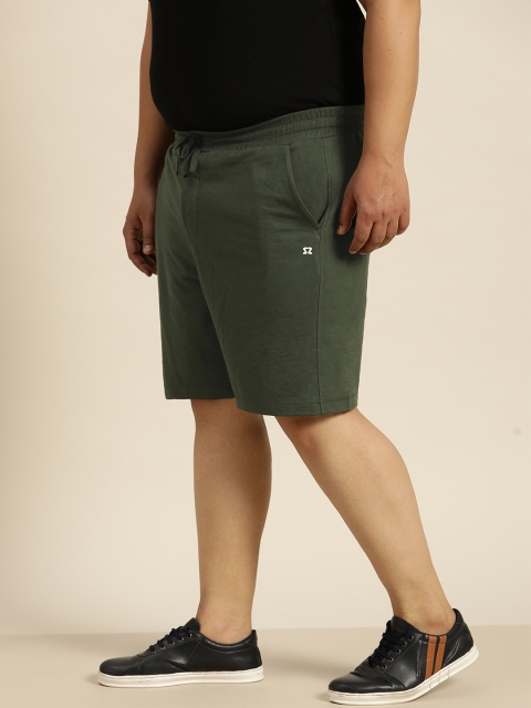 

Sztori Men Olive Green Solid Regular Fit Plus Size Shorts