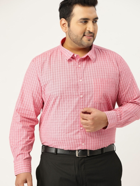 

Sztori Men Pink & White Regular Fit Checked Formal Shirt