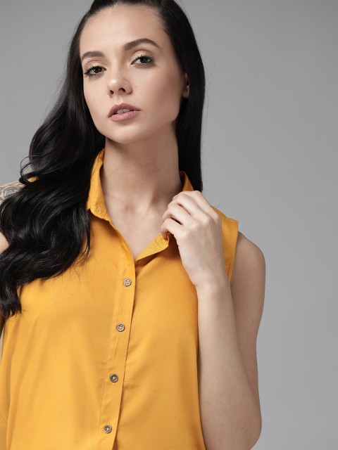 

Roadster ECOVERO Greenturn Women Mustard Yellow Solid Shirt Style Sustainable Top