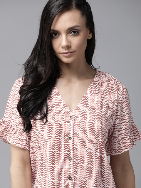 

Roadster Women White & Red Sustainable Printed Top
