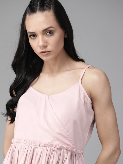 

Roadster ECOVERO Greenturn Women Pink Solid Wrap Sustainable Top With Gathers