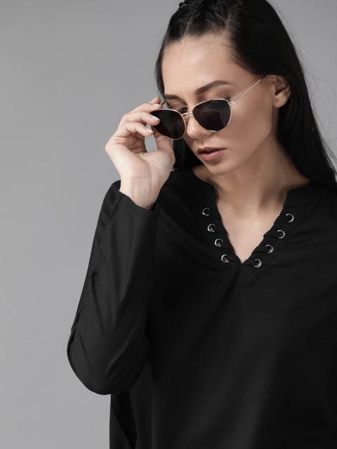 

Roadster ECOVERO Greenturn Women Black Solid Boxy Sustainable Top