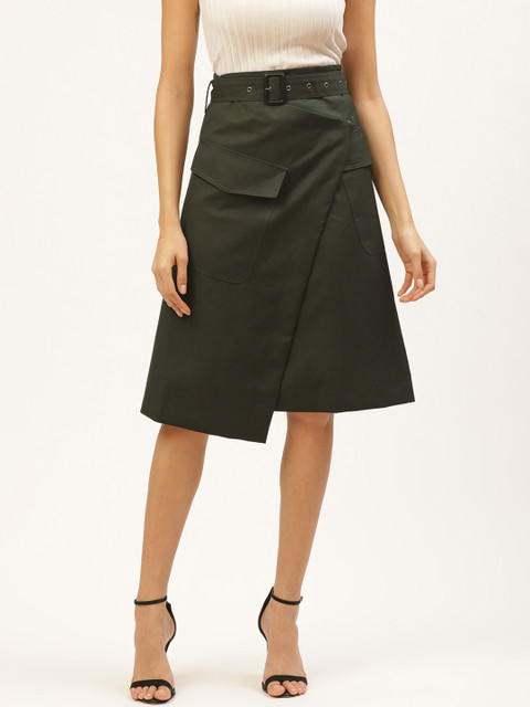 

ANVI Be Yourself Women Green Solid Wrap Skirt