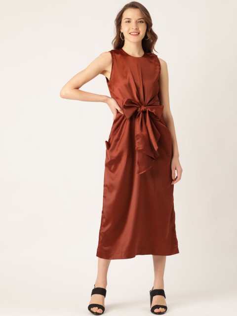 

ANVI Be Yourself Women Rust Brown Solid Sheath Dress