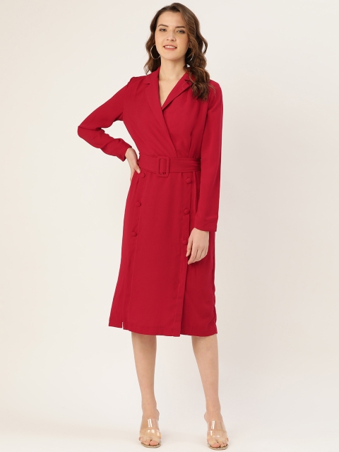 

ANVI Be Yourself Women Red Solid Trench Wrap Dress