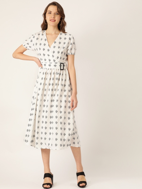 

ANVI Be Yourself Women White Printed Wrap Dress