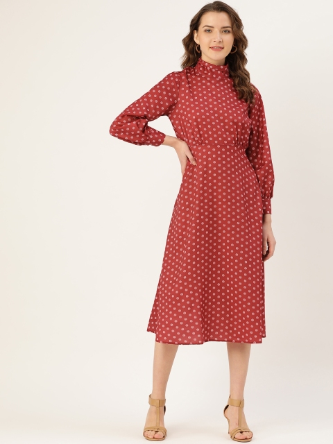

ANVI Be Yourself Women Red & Off-White Printed A-Line Dress
