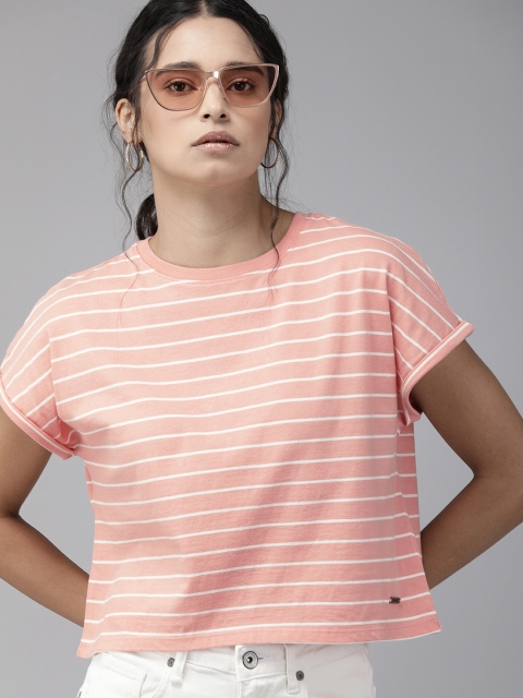 

Roadster Women Pink Solid Round Neck T-shirt