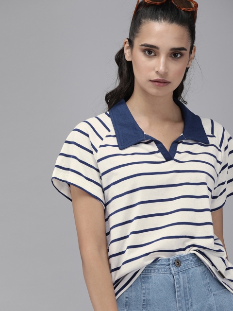 

Roadster White & Navy Blue Striped Top