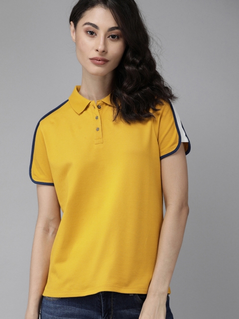 

Roadster Women Yellow Solid Top with Side Stripes
