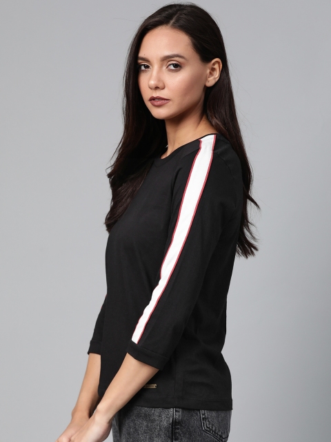 

Roadster Women Black Solid Round Neck T-shirt