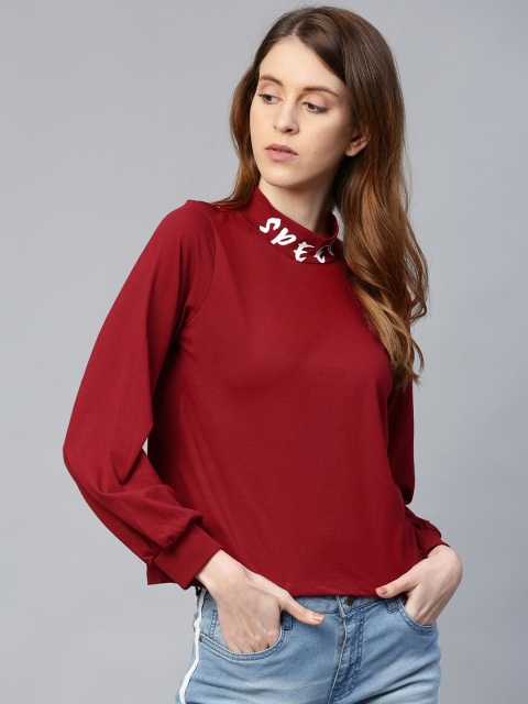 

Roadster Women Maroon Solid Top