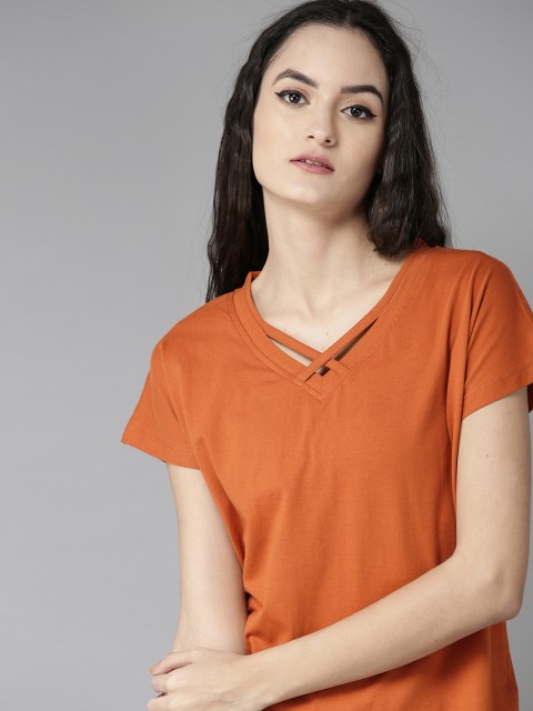 

Roadster Women Rust Orange Solid Top