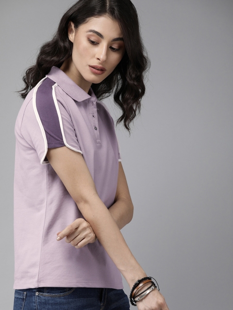 

Roadster Women Mauve Solid Top with Side Stripes