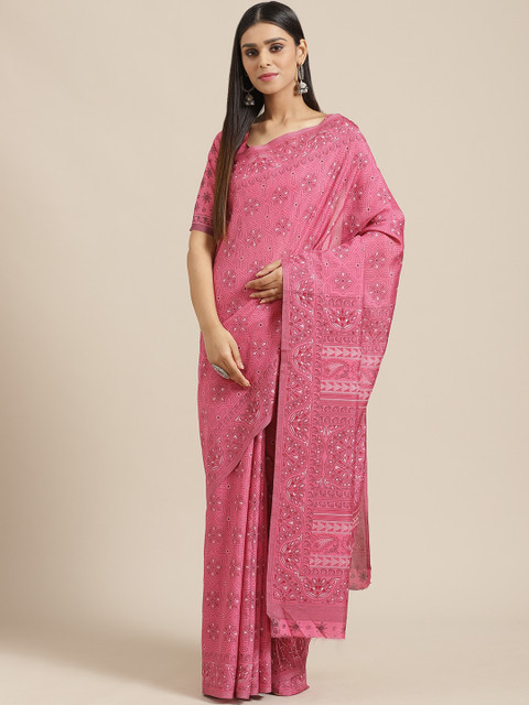 

Saree mall Pink & Black Printed Saree