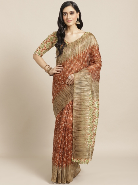 

Saree mall Rust Brown & Beige Printed Saree