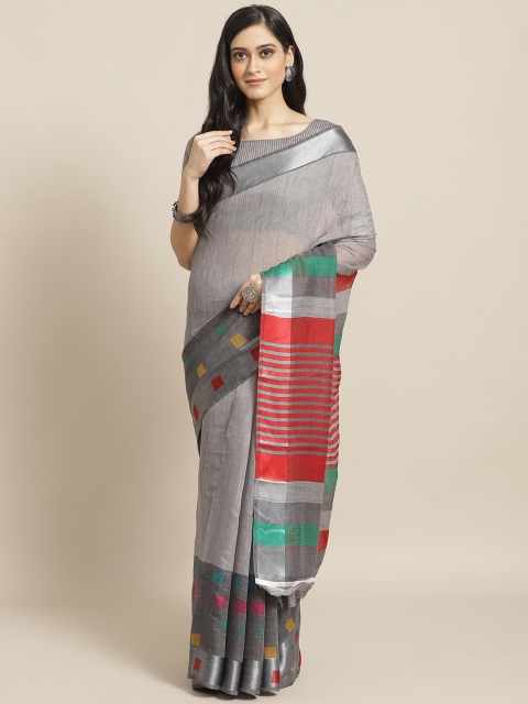 

Saree mall Charcoal Grey Solid Saree