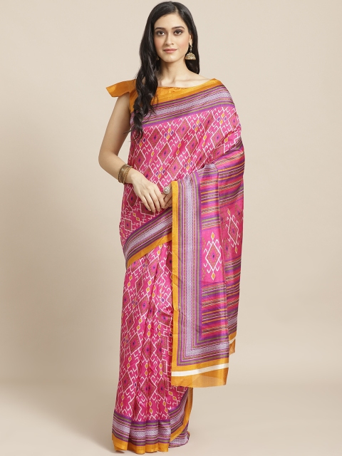 

Saree mall Pink & White Geometric Printed Saree
