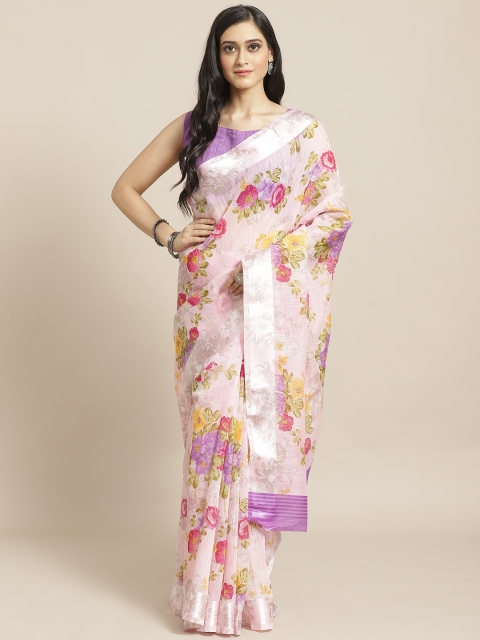 

Saree mall Pink & Purple Floral Printed Saree