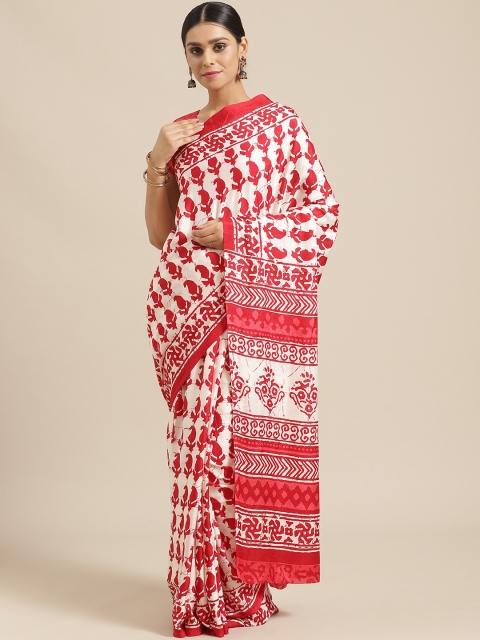 

Saree mall White & Red Printed Saree