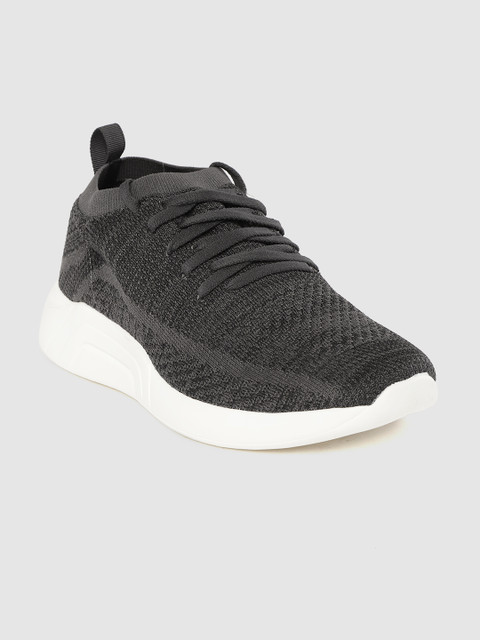 

HRX by Hrithik Roshan Men Charcoal Grey Woven Design Soft Series Walking Shoes, Black