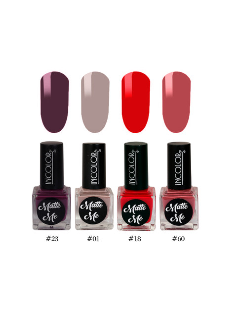 

INCOLOR Pack of 4 Matte Me Nail Paints, Multi