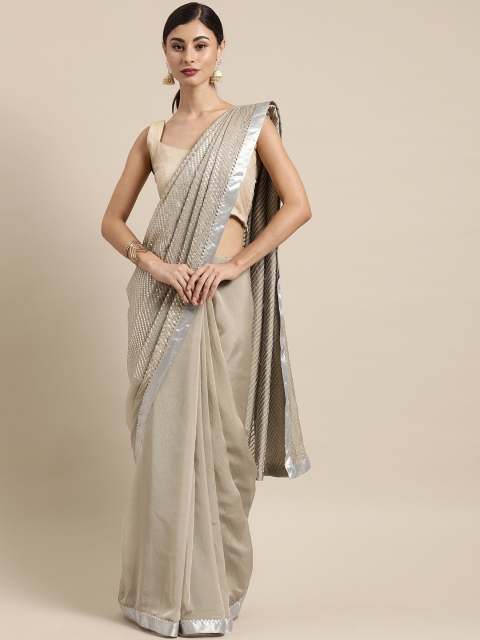 

Tikhi Imli Grey Sequinns Embroidery Organza Saree