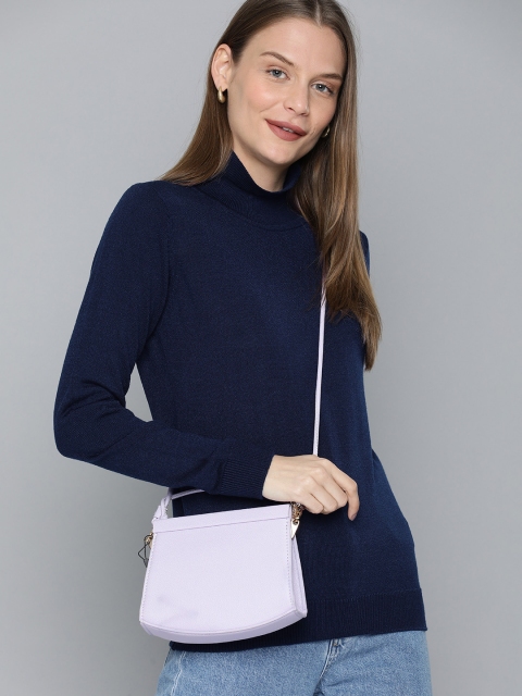 

HERE&NOW Women Navy Blue Solid Pullover Sweater