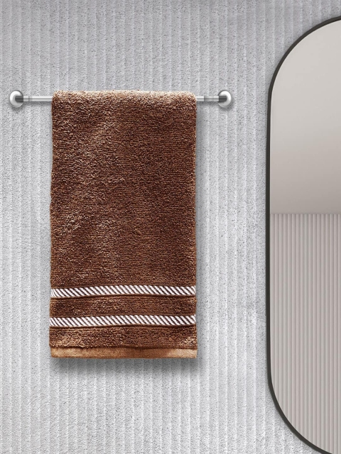

Trident Unisex Set Of 4 Brown & White Striped 380 GSM Comfort Living Coconut Shell Hand Towels